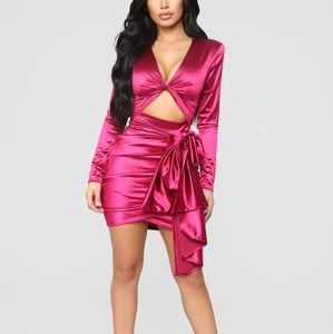 Fashion Nova Twenty Fun Satin Dress - Pink
